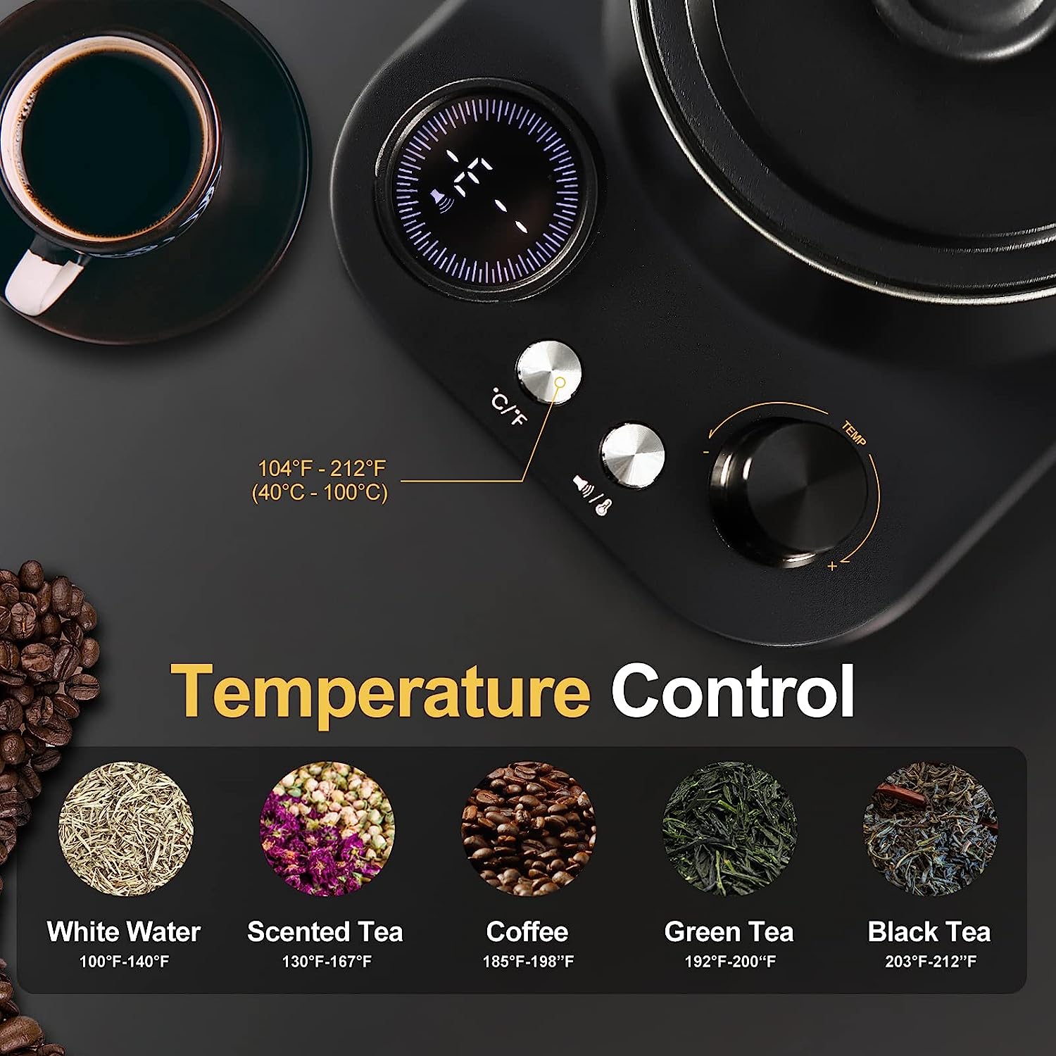 Davivy 1200W 0.8L Electric Gooseneck Tea Kettle Temperature Control Au
