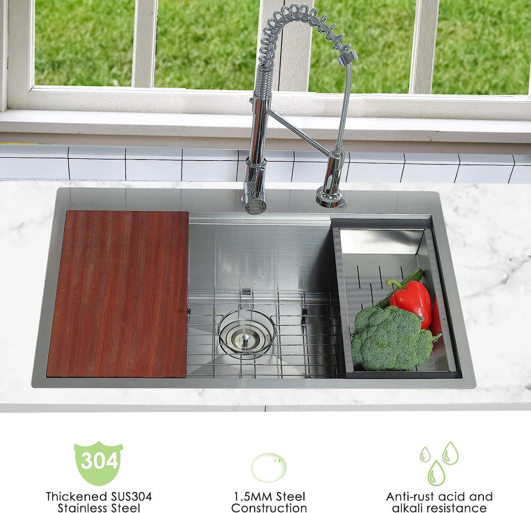 Davivy 33 x 22 x 10 Inch Drop in Kitchen Sink 16 Gauge Stainless Steel
