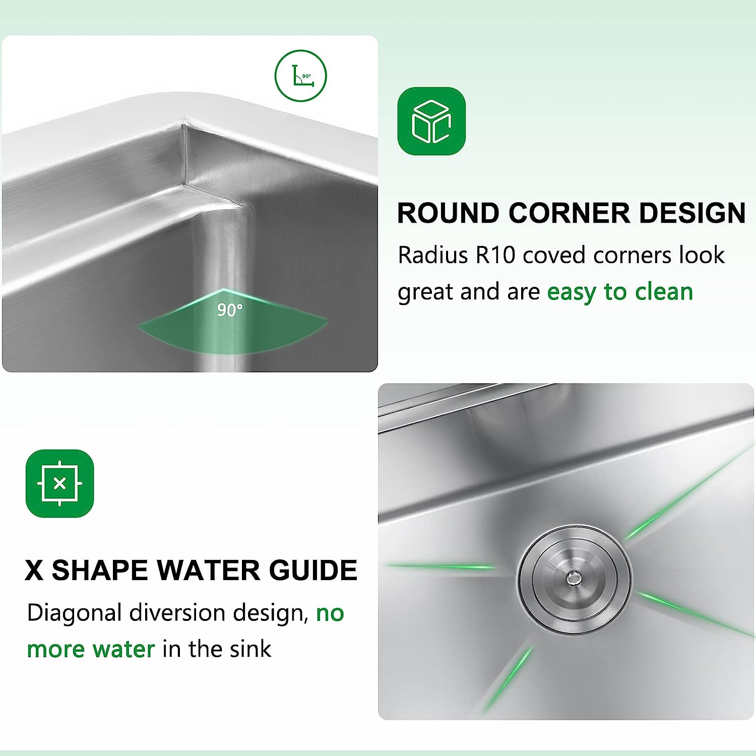 Davivy 33 x 22 x 10 Inch Drop in Kitchen Sink 16 Gauge Stainless Steel