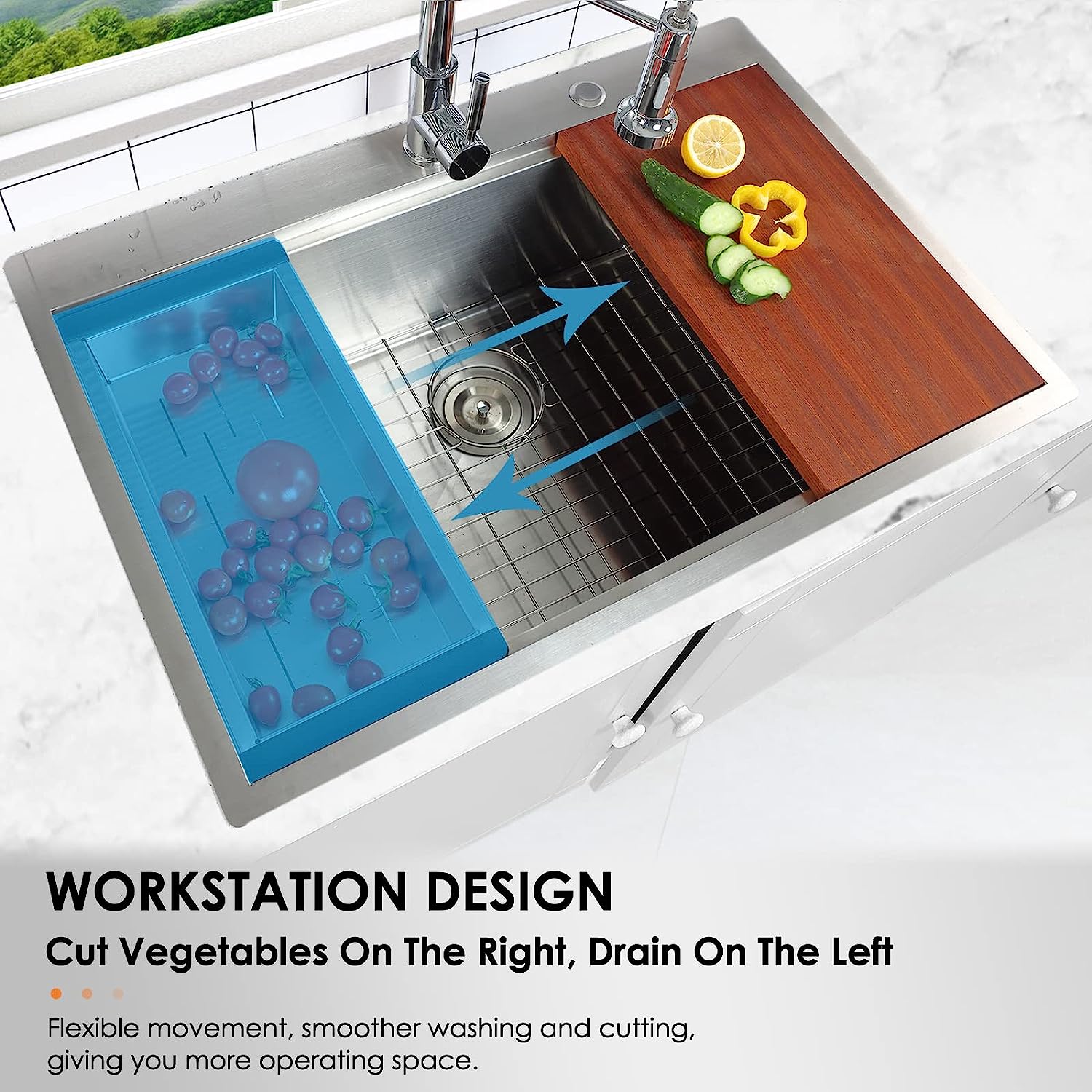 Davivy 33 x 22 x 10 Inch Drop in Kitchen Sink 16 Gauge Stainless Steel